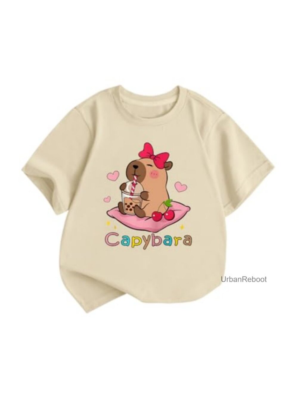 Girls Capybara Graphic Tee Short Sleeve Crew Neck Cotton Kawaii Summer